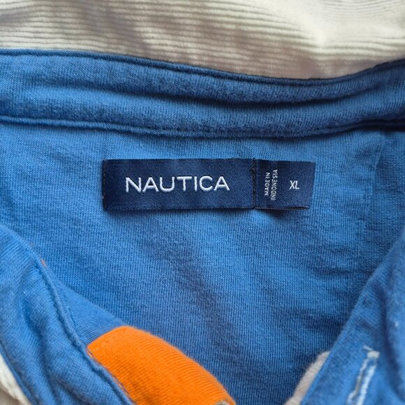 Nautica Men's Classic Fit Striped Rugby Polo Shirt XL Shrimp - Picture 4 of 14